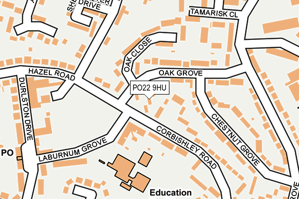 PO22 9HU map - OS OpenMap – Local (Ordnance Survey)