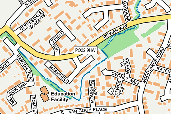 PO22 9HW map - OS OpenMap – Local (Ordnance Survey)