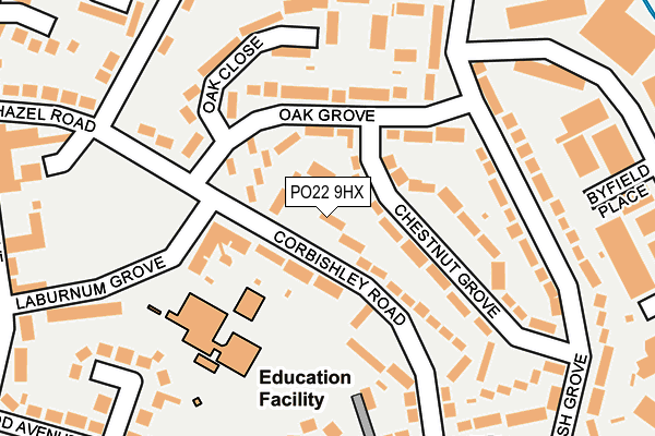 PO22 9HX map - OS OpenMap – Local (Ordnance Survey)