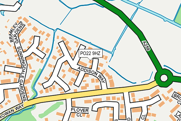 PO22 9HZ map - OS OpenMap – Local (Ordnance Survey)