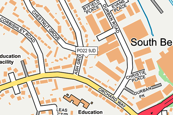 PO22 9JD map - OS OpenMap – Local (Ordnance Survey)