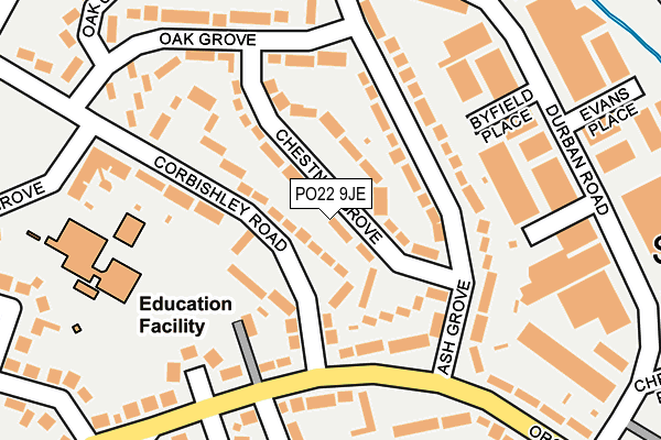 PO22 9JE map - OS OpenMap – Local (Ordnance Survey)