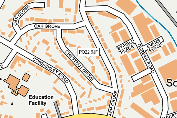 PO22 9JF map - OS OpenMap – Local (Ordnance Survey)