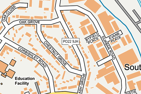 PO22 9JH map - OS OpenMap – Local (Ordnance Survey)