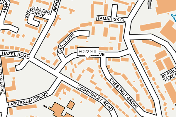 PO22 9JL map - OS OpenMap – Local (Ordnance Survey)