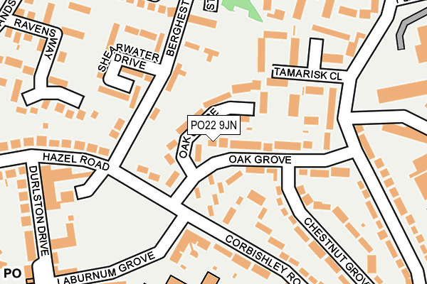 PO22 9JN map - OS OpenMap – Local (Ordnance Survey)