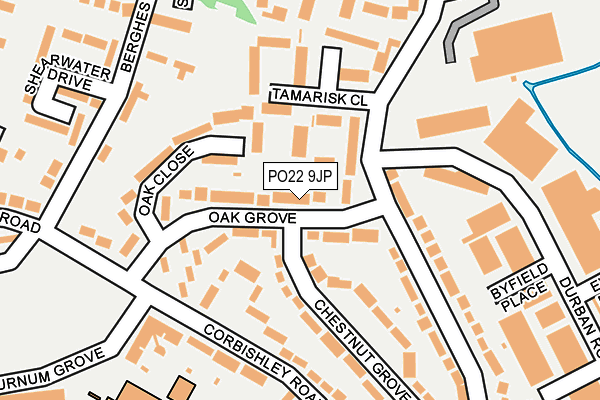 PO22 9JP map - OS OpenMap – Local (Ordnance Survey)