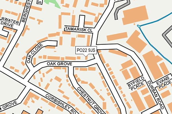 PO22 9JS map - OS OpenMap – Local (Ordnance Survey)