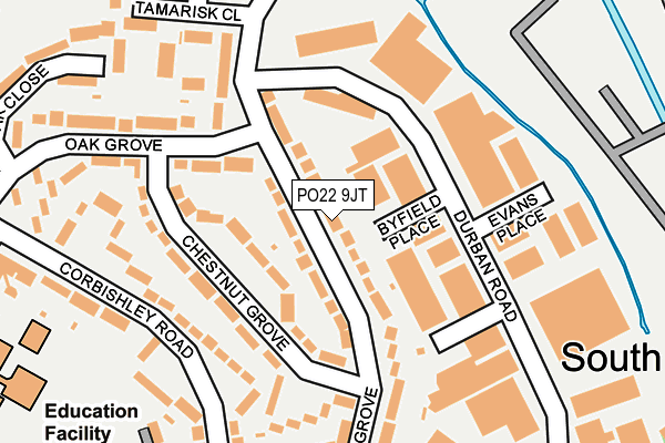 PO22 9JT map - OS OpenMap – Local (Ordnance Survey)
