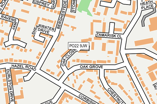 PO22 9JW map - OS OpenMap – Local (Ordnance Survey)