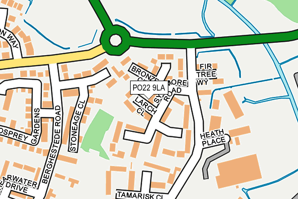 PO22 9LA map - OS OpenMap – Local (Ordnance Survey)