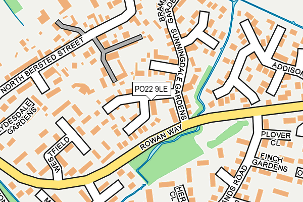 PO22 9LE map - OS OpenMap – Local (Ordnance Survey)