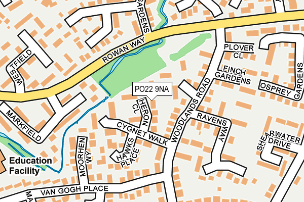 PO22 9NA map - OS OpenMap – Local (Ordnance Survey)