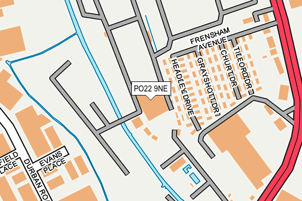 PO22 9NE map - OS OpenMap – Local (Ordnance Survey)