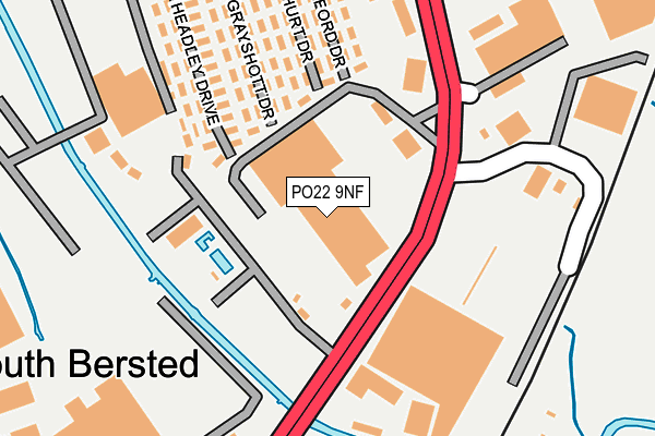 PO22 9NF map - OS OpenMap – Local (Ordnance Survey)