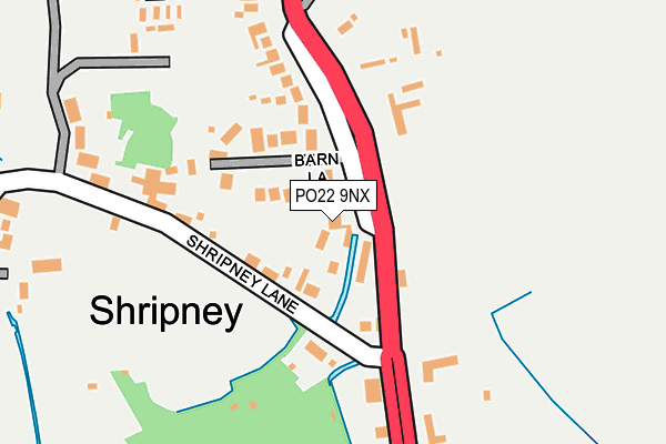 PO22 9NX map - OS OpenMap – Local (Ordnance Survey)