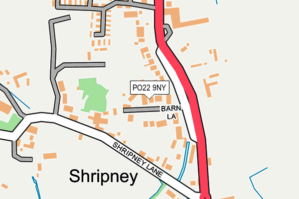 PO22 9NY map - OS OpenMap – Local (Ordnance Survey)