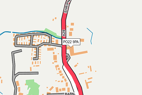 PO22 9PA map - OS OpenMap – Local (Ordnance Survey)