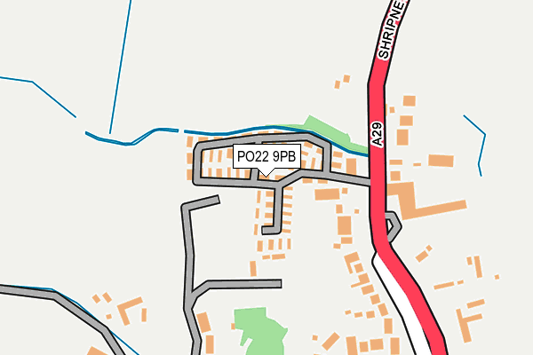 PO22 9PB map - OS OpenMap – Local (Ordnance Survey)