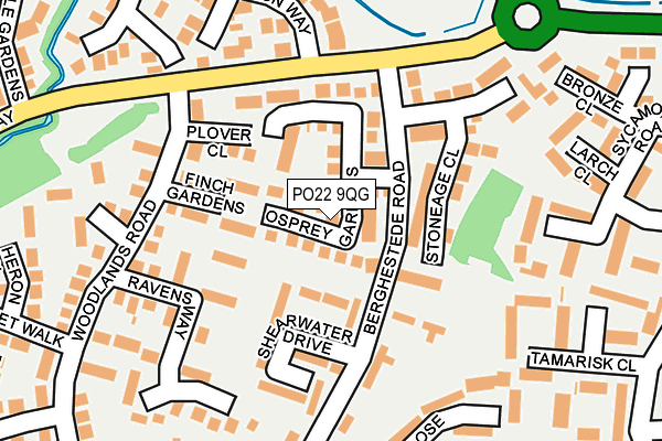 PO22 9QG map - OS OpenMap – Local (Ordnance Survey)
