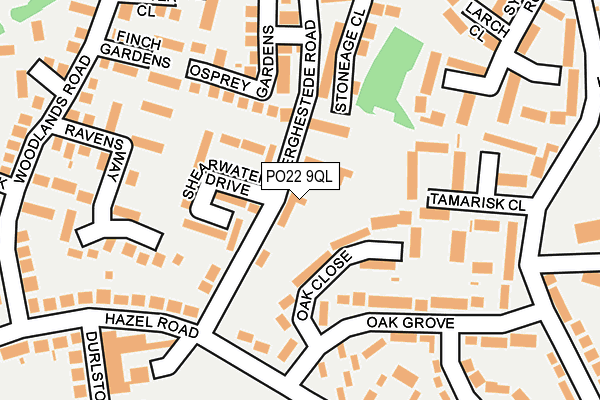 PO22 9QL map - OS OpenMap – Local (Ordnance Survey)