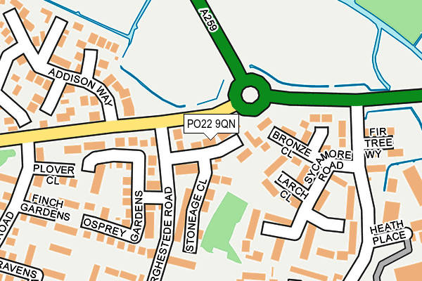PO22 9QN map - OS OpenMap – Local (Ordnance Survey)