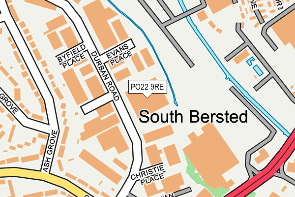 PO22 9RE map - OS OpenMap – Local (Ordnance Survey)