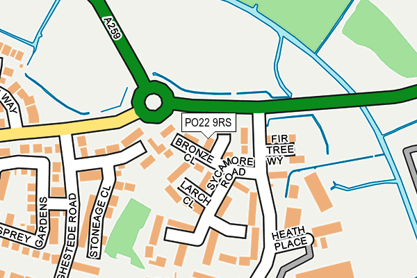 PO22 9RS map - OS OpenMap – Local (Ordnance Survey)