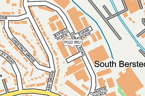 PO22 9RU map - OS OpenMap – Local (Ordnance Survey)
