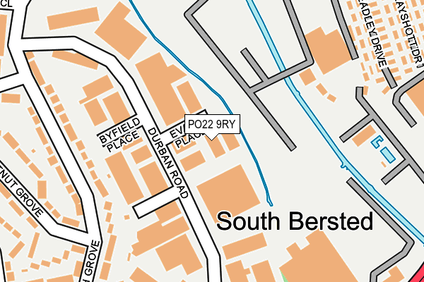 PO22 9RY map - OS OpenMap – Local (Ordnance Survey)