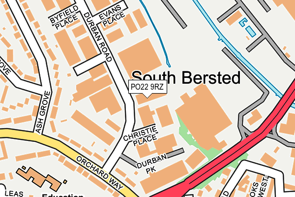 PO22 9RZ map - OS OpenMap – Local (Ordnance Survey)