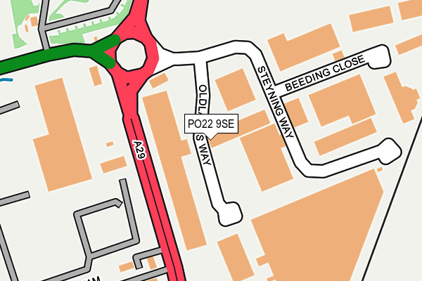 PO22 9SE map - OS OpenMap – Local (Ordnance Survey)