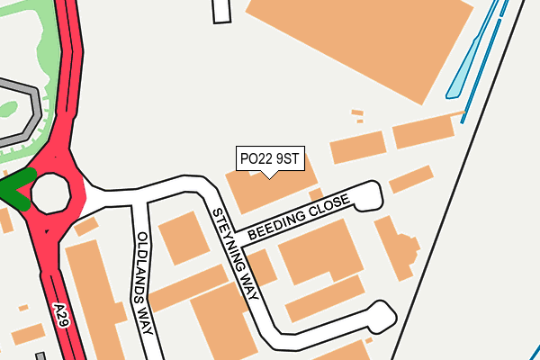 PO22 9ST map - OS OpenMap – Local (Ordnance Survey)
