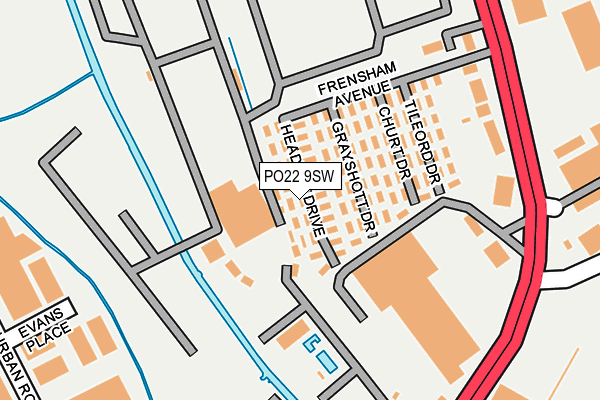 PO22 9SW map - OS OpenMap – Local (Ordnance Survey)