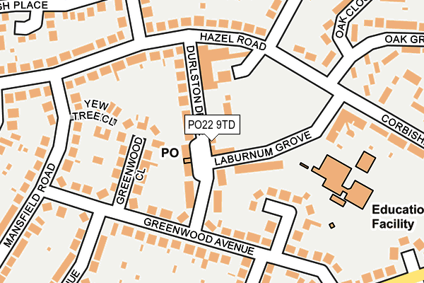 PO22 9TD map - OS OpenMap – Local (Ordnance Survey)