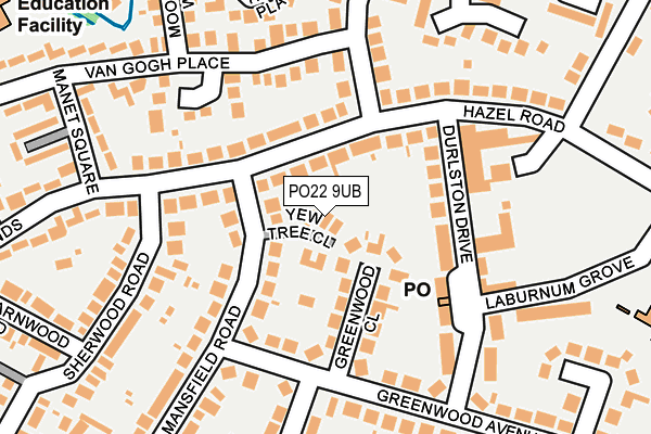 PO22 9UB map - OS OpenMap – Local (Ordnance Survey)