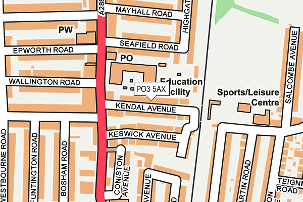 PO3 5AX map - OS OpenMap – Local (Ordnance Survey)