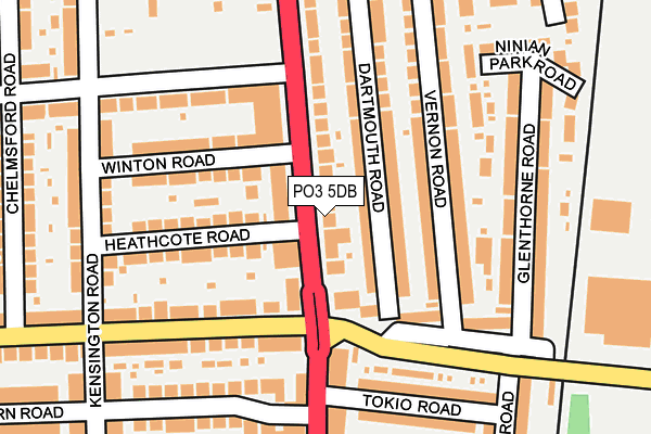 PO3 5DB map - OS OpenMap – Local (Ordnance Survey)