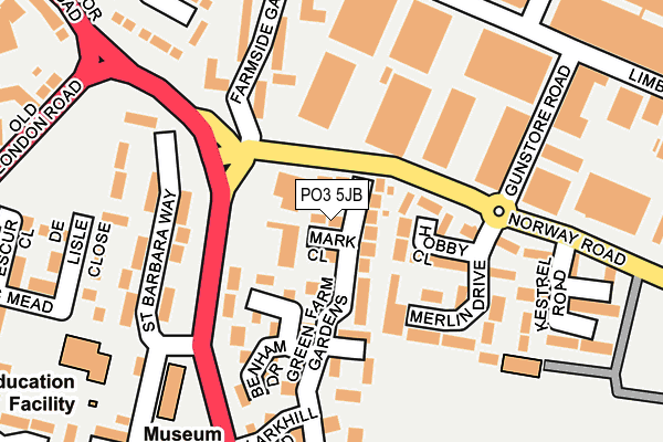 PO3 5JB map - OS OpenMap – Local (Ordnance Survey)