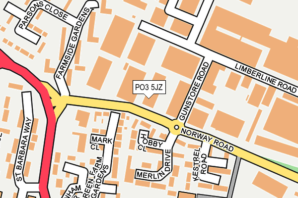 PO3 5JZ map - OS OpenMap – Local (Ordnance Survey)