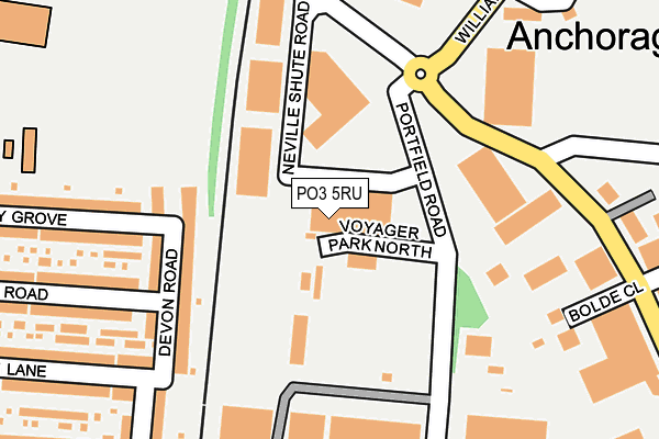 PO3 5RU map - OS OpenMap – Local (Ordnance Survey)