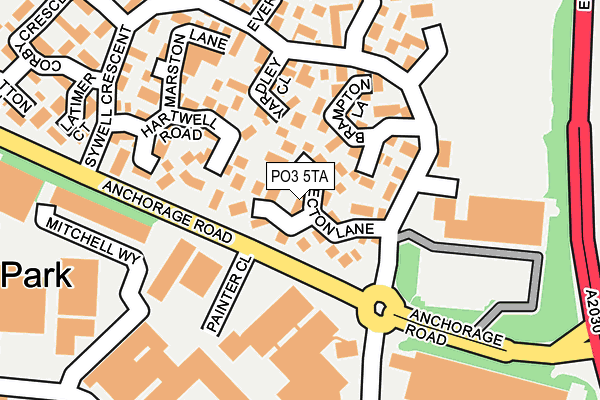 PO3 5TA map - OS OpenMap – Local (Ordnance Survey)