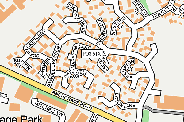 PO3 5TX map - OS OpenMap – Local (Ordnance Survey)