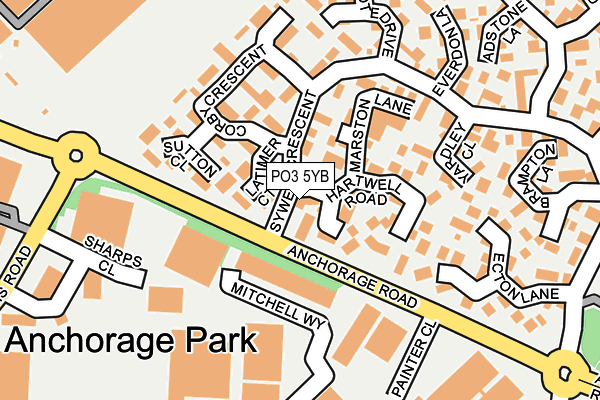 PO3 5YB map - OS OpenMap – Local (Ordnance Survey)