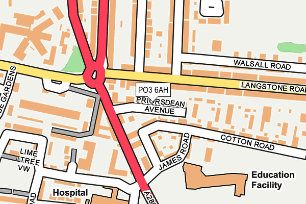 PO3 6AH map - OS OpenMap – Local (Ordnance Survey)