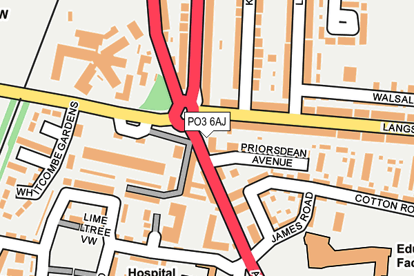 PO3 6AJ map - OS OpenMap – Local (Ordnance Survey)