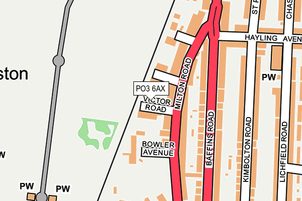PO3 6AX map - OS OpenMap – Local (Ordnance Survey)