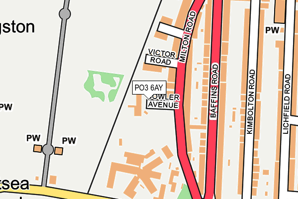 PO3 6AY map - OS OpenMap – Local (Ordnance Survey)