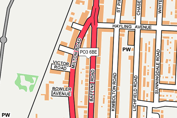 PO3 6BE map - OS OpenMap – Local (Ordnance Survey)