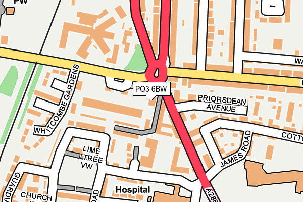 PO3 6BW map - OS OpenMap – Local (Ordnance Survey)